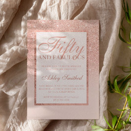 Convite Faux rose gold glitter elegant chic fifty fabulous