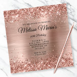Convite Faux Rose Gold Glitter Foil Monogram 60th Birthday<br><div class="desc">A glamorous monogrammed 60th birthday celebration invitation for her. Faux sparkly rose gold glitter against a coordinating faux shiny brushed metal foil graphic design. The fancy black and white calligraphy script monogram and text can be customized or deleted. Change the text style, color, size, spacing and font face. All the...</div>