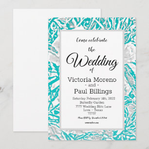 Convite Faux Silk Emboscada Illusion Rosa/Teal Invitation
