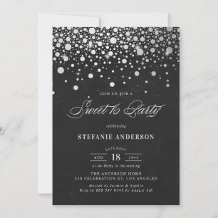 Convite Faux Silver Foil Confetti Chalkboard Doce Dezessei