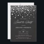 Convite Faux Silver Foil Confetti Chalkboard Sweet Dezesse<br><div class="desc">Convite de festas doce,  rústico e caprichoso,  com 16 folhas de alumínio falso prateado,  com fundo de quadro. Este convite é completamente personalizável para qualquer evento. Por favor,  note que não haverá folha de alumínio no convite.</div>