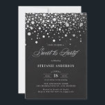 Convite Faux Silver Foil Confetti Chalkboard Sweet Dezesse<br><div class="desc">Convite de festas doce,  rústico e caprichoso,  com 16 folhas de alumínio falso prateado,  com fundo de quadro. Este convite é completamente personalizável para qualquer evento. Por favor,  note que não haverá folha de alumínio no convite.</div>