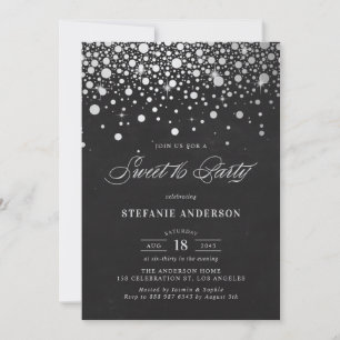 Convite Faux Silver Foil Confetti Chalkboard Sweet Dezesse