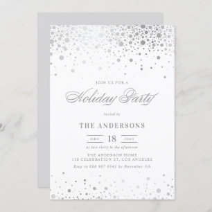 Convite Faux Silver Foil Confetti Holiday Party