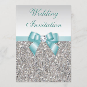 Convite Faux Silver Sequins Arco de Diamantes Casamento