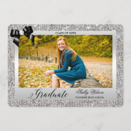Convite Faux Silver Sequins Black Arco Graduação Foto