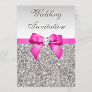 Convite Faux Silver Sequins Diamantes Casamento de Arcos R