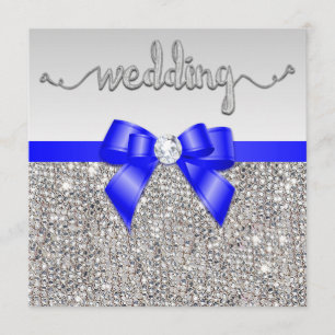 Convite Faux Silver Sequins Royal Blue Arco Casamento