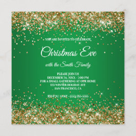Convite Faux Sparkly Dourado Glitter Green