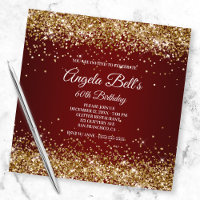 Faux Sparkly Gold Glitter Burgundy Ombre