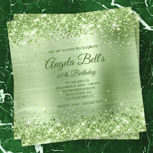 Convite Faux Sparkly Mint Green Glitter
