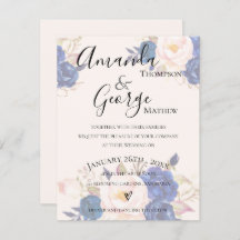 Faux Vellum Effect Blue Blush Floral Rosa