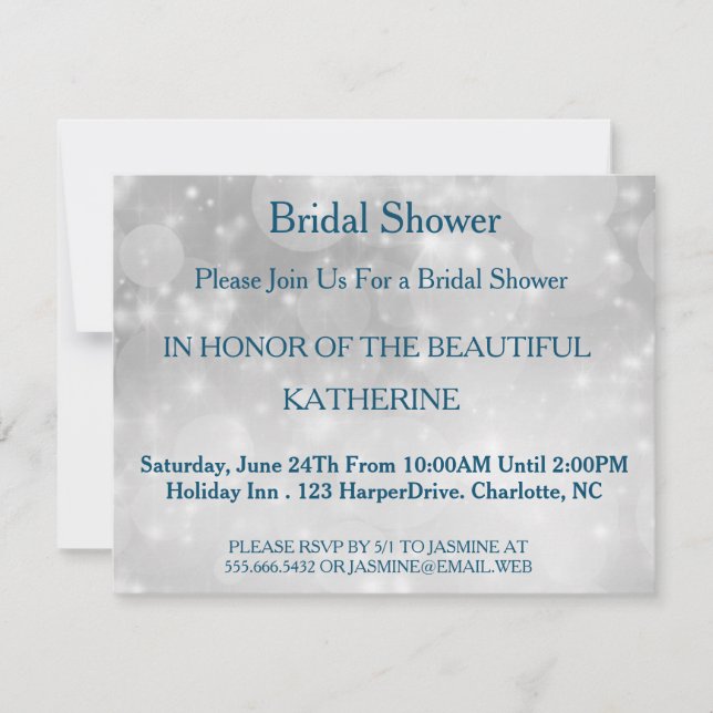 Convite Faux White Glittering Fab Confetti Sparkles Pontos (Frente)
