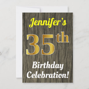 Convite Faux Wood, Faux Celebração de 35º aniversário 