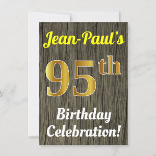 Convite Faux Wood, Faux Celebração de 95º aniversário