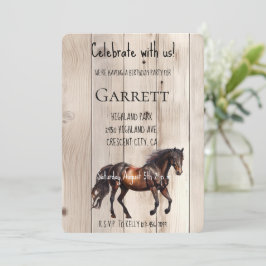 Convite Faux Wood Horse Birthday