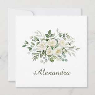 Convite Favor de Damas de Honra Floral Branco Personalizad