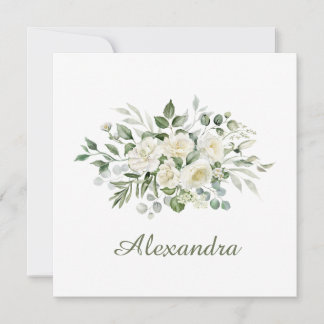Convite Favor de Damas de Honra Floral Branco Personalizad