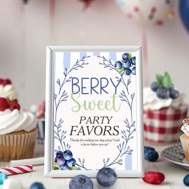 Convite Favor de Festa Doce de Frutas Mirtilo Sinal (Berry Sweet Party Favor Blueberry Sign )