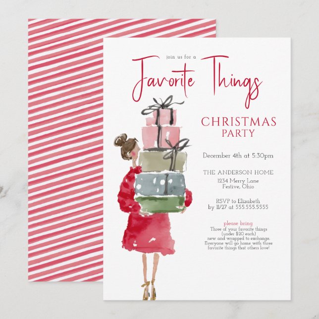 Convite Favorite Things Christmas Party (Frente/Verso)
