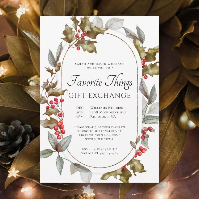 Convite Favorite Things Elegant Botanical Gift Exchange (Criador carregado)