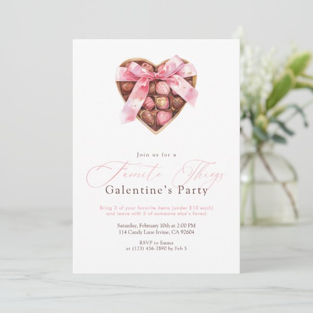 Convite Favorite Things Galentine’s Party (Em pé/Frente)