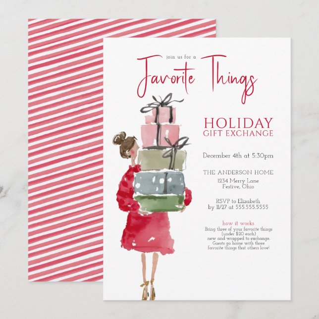 Convite Favorite Things Holiday Party (Frente/Verso)