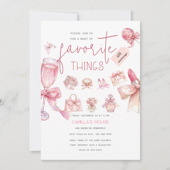 Convite Favoritos | Festa de Coisas Favoritas de Férias (Frente)