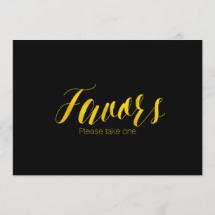 Convite "Favors" Faux Dourado Elegante Sinal de Casamento