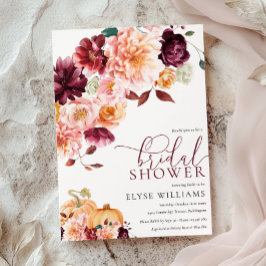 Convite Faye Burgundy Fall Autumn Chá de panela Floral