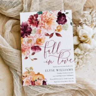 Convite Faye Burgundy Fall In Love Autumn Chá de panela