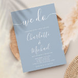 Convite Fazemos Casamento De Scripts De Assinatura Azul Du<br><div class="desc">Convite de casamento empoeirado e empoeirado,  com nomes de estilo de assinatura,  este convite de casamento azul e branco empoeirado para na moda pode ser personalizado com suas informações em caracteres brancos. Projetado por Thisnotme©</div>