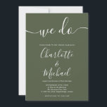 Convite Fazemos Casamento De Scripts De Assinatura Verde-O<br><div class="desc">Convite de casamento para assinatura verde-oliva elegante com nomes de estilo de assinatura,  este convite para casamento verde-oliva-na moda e branco pode ser personalizado com suas informações em caracteres brancos. Projetado por Thisnotme©</div>