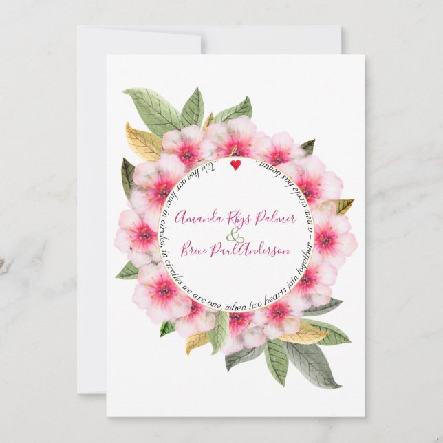 Convite Fazemos flor de cereja com casamento poema (Frente)