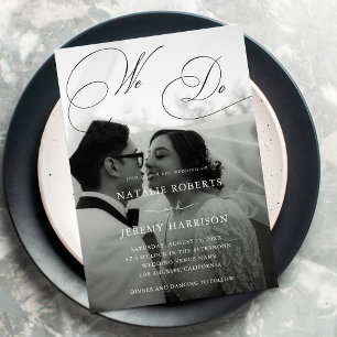 Convite Fazemos Script 2 Fotos Código QR Casamento Casual