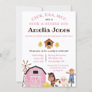 Convite Fazenda, Animais do Barnyard, Festa de aniversário