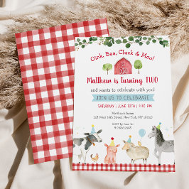 Convite Fazenda Animal Greenery Barnyard segundo aniversár