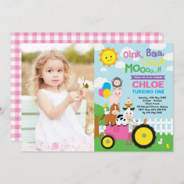 Convite Fazenda Barnyard Animal Antiga Garota MacDonald An