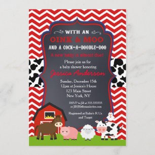Convite Fazenda Barnyard Baby Shower Invants