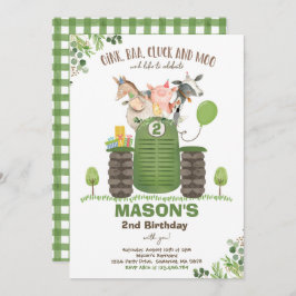 Convite Fazenda Birthday Boy Old MacDonald Barnyard Party