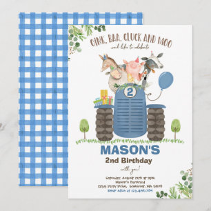 Convite Fazenda Birthday Boy Old MacDonald Barnyard Party