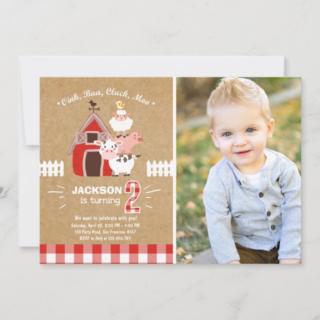 Convite Fazenda Convida o velho País McDonald de aniversár (Frente)