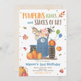 Convite Fazenda de Abóbora de Abóbora Festa de aniversário