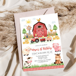 Convite Fazenda de Animais de Aniversário Oink Baa Quack M