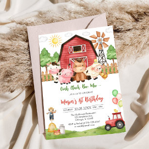 Convite Fazenda de Animais de Aniversário Oink Baa Quack M