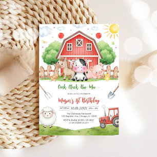 Convite Fazenda de Animais de Aniversário Oink Baa Quack M