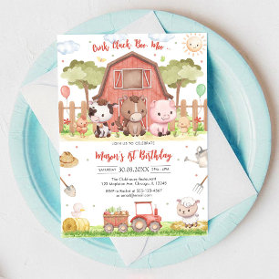 Convite Fazenda de Animais de Aniversário Oink Baa Quack M