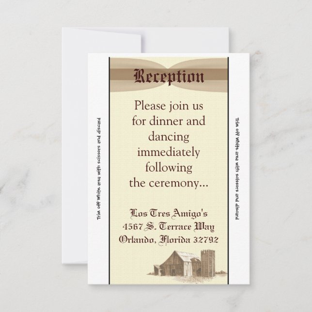 Convite fazenda de placa de recepção 3,5 x 7 (Frente)