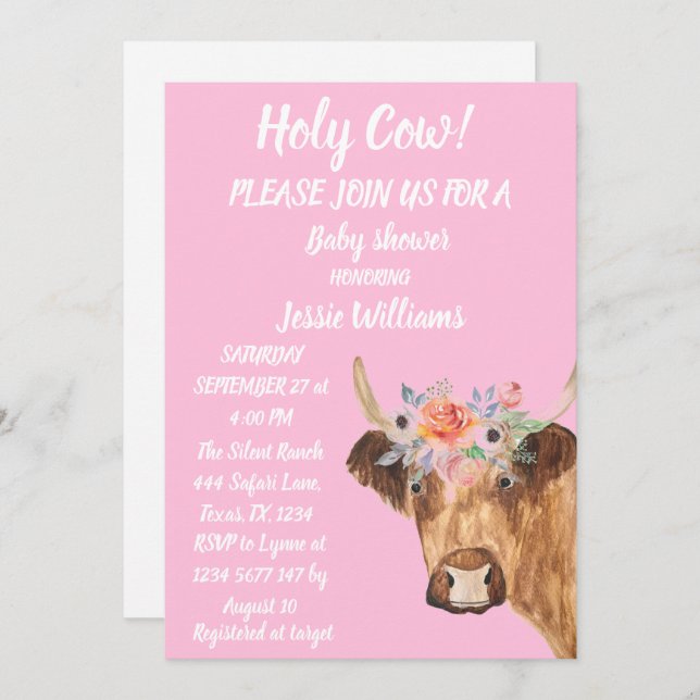 Convite Fazenda de Vaca Cura-Boca-Bebê-Bebê Ocidental (Frente/Verso)