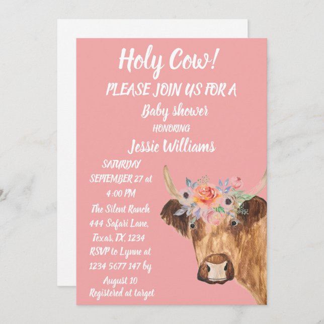 Convite Fazenda de Vaca Cura-Boca-Bebê-Bebê Ocidental (Frente/Verso)